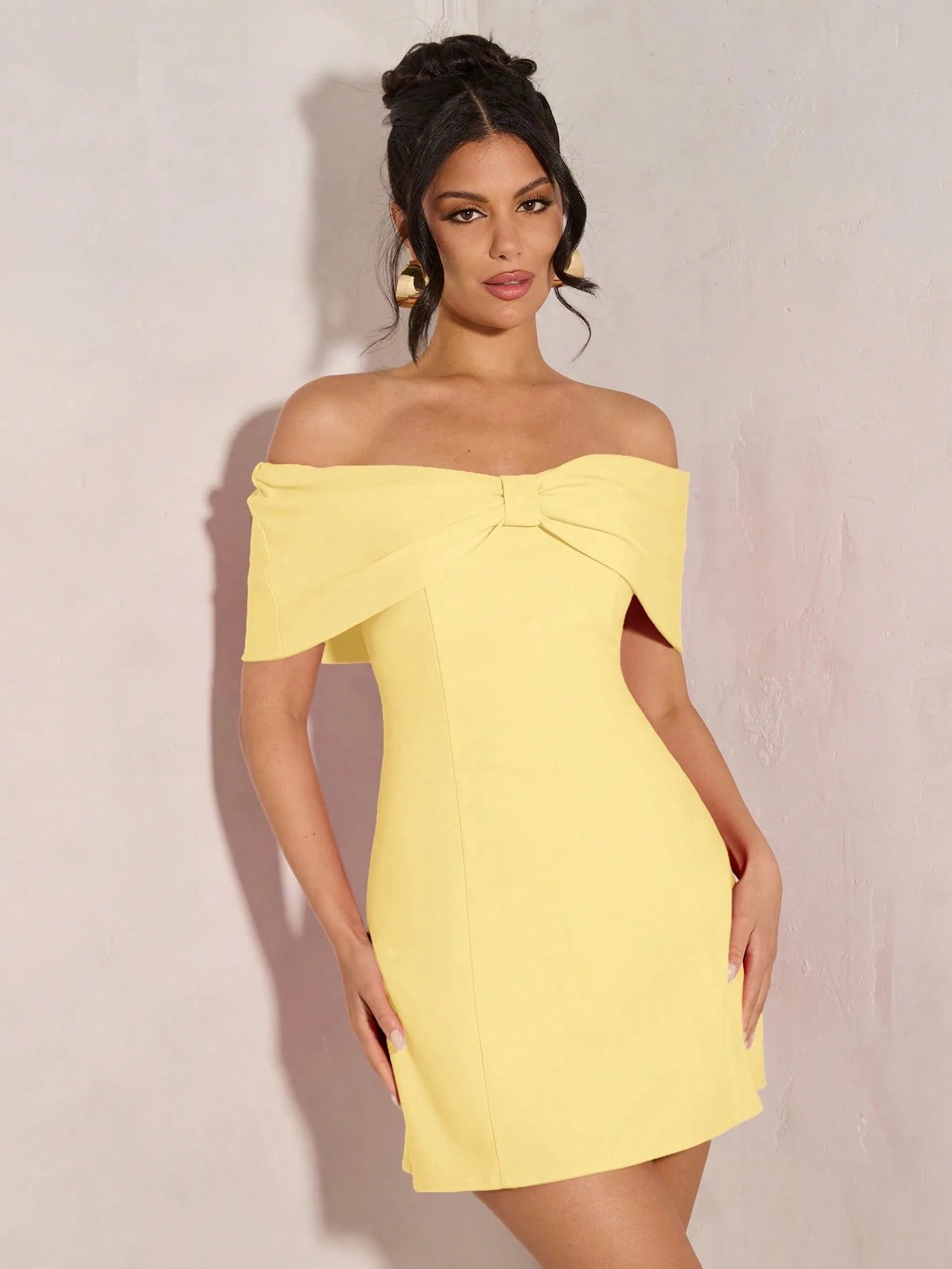 BAE Women's Elegant Open Shoulder Bowknot Cocktail Dress, Suitable For Party, Date Night, Clubbing In Autumn & Winter,Graduation Dresses,Elegant