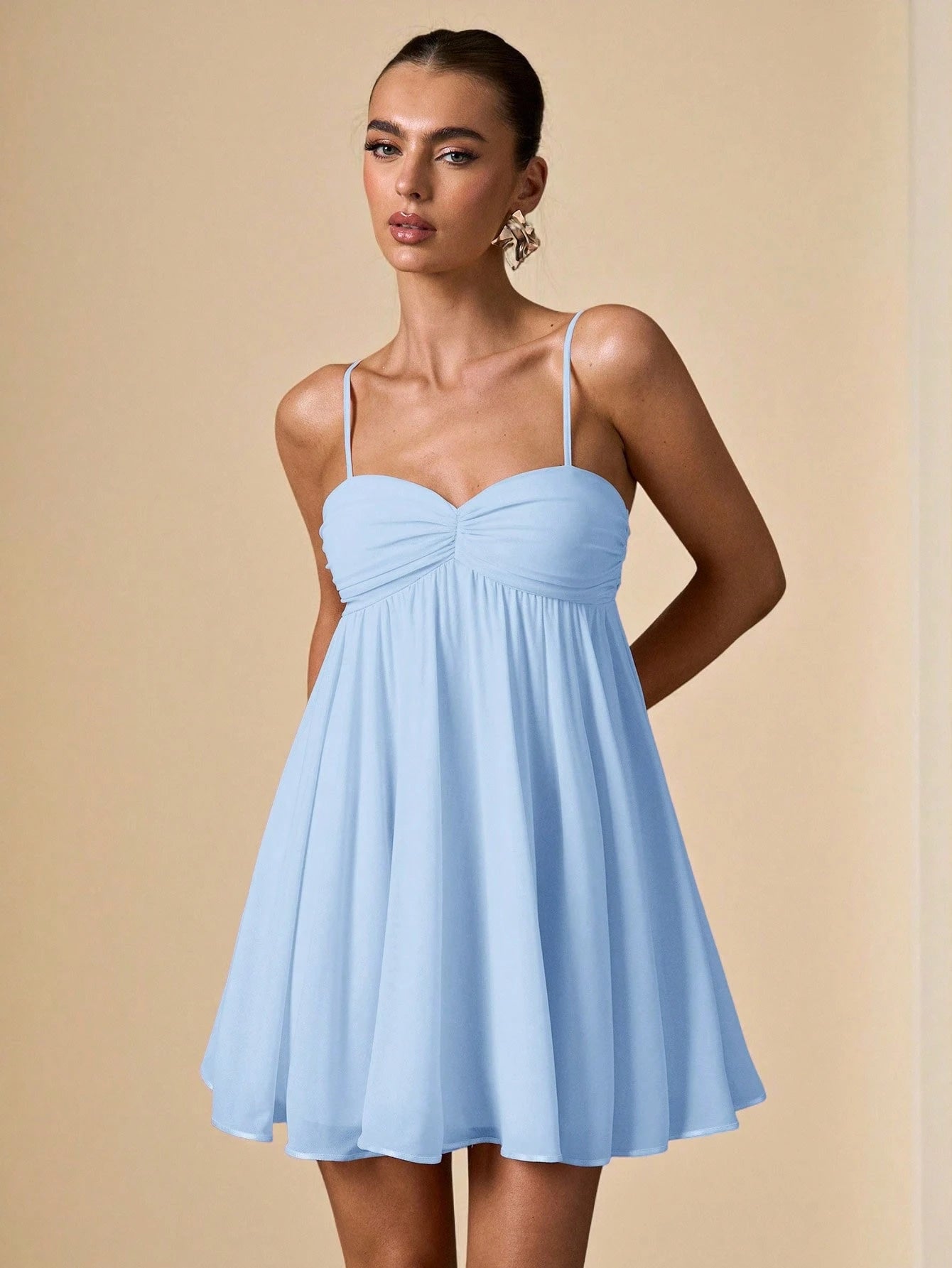 BAE Women's Summer Soft Pink Elegant Cute Birthday Vacation Party Mini Dress,Sleeveless Spaghetti Strap Sweet Cute Sundress,Suitable For Dates,Bridesmaid