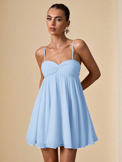 BAE Women's Summer Soft Pink Elegant Cute Birthday Vacation Party Mini Dress,Sleeveless Spaghetti Strap Sweet Cute Sundress,Suitable For Dates,Bridesmaid