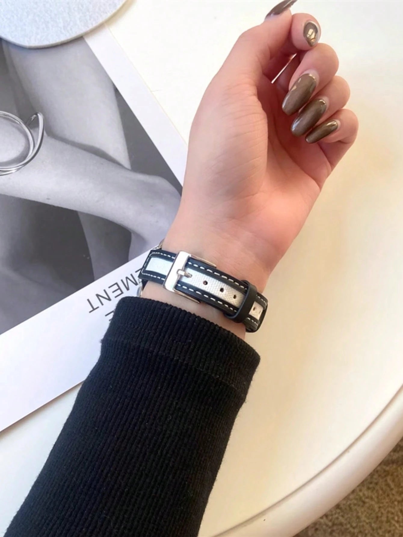 Band, Minimalist & Fashionable Canvas Strap, Compatible With Apple Watch Series 1/2/3/4/5/6/7/8/9/10/SE/Ultra, Metal Buckle Quick Release Design, Fits 38mm 40mm 41mm 42mm 44mm 45mm 49mm, Business Casu