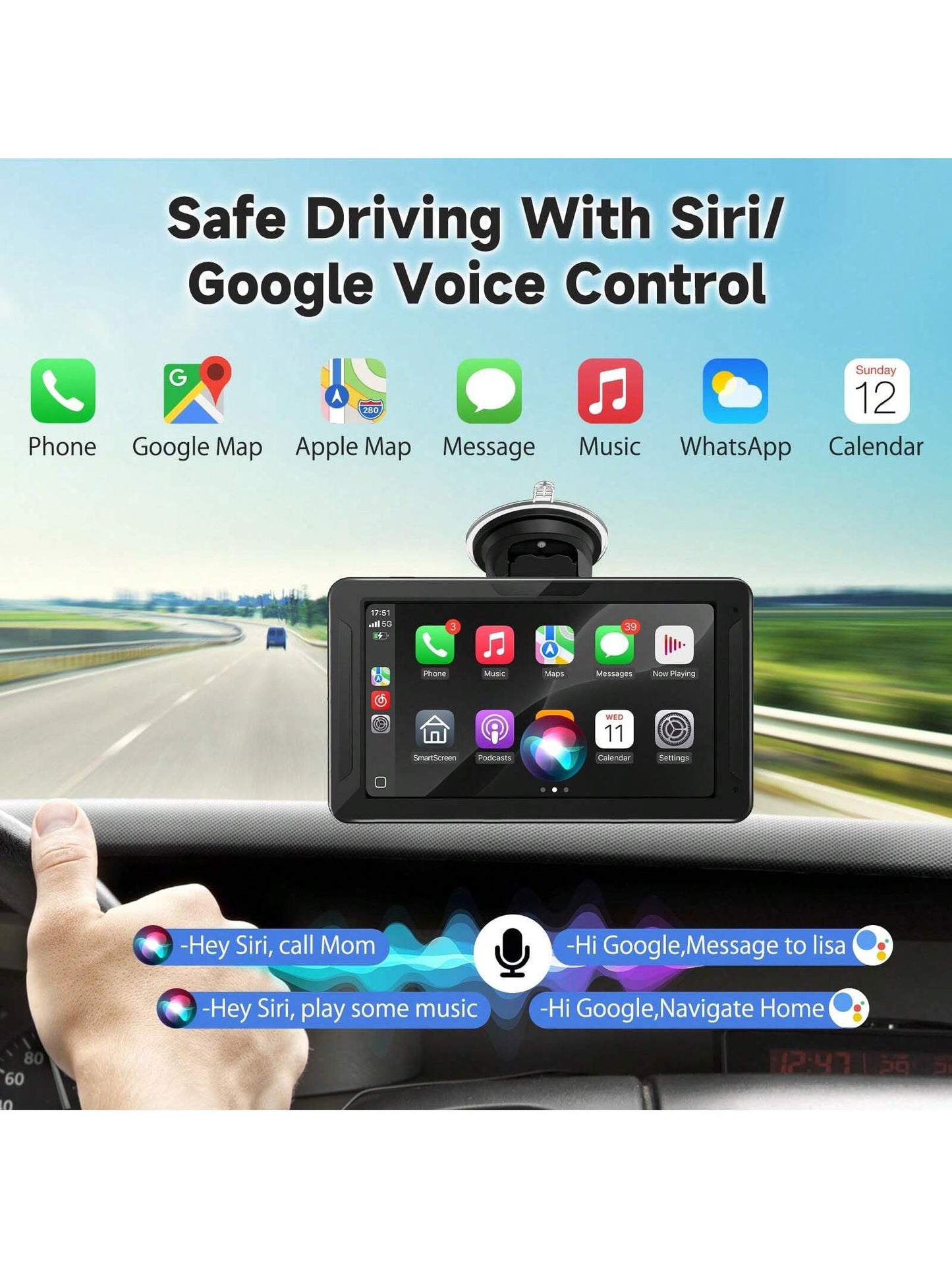 BDQ 7 Inch Car Radio Wireless Carplay & Android Auto Multimedia WIFI Video Player Portable MP5 Player+ Backup Rearview Camera