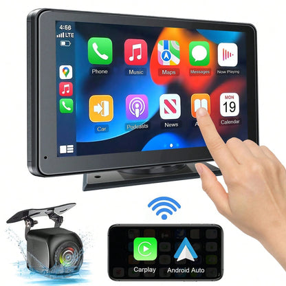 BDQ 7'' Rear View Mirror Camera Full Touch Screen Mirror Dash Cam, Dual Camera Front 1080P And Rear 720P Backup Camera, App Control With WiFi, Voice Control, WDR Night Vision, 24 Hours Parking Mode, G