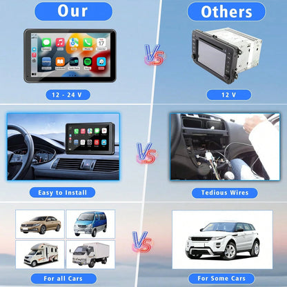 BDQ 7'' Rear View Mirror Camera Full Touch Screen Mirror Dash Cam, Dual Camera Front 1080P And Rear 720P Backup Camera, App Control With WiFi, Voice Control, WDR Night Vision, 24 Hours Parking Mode, G