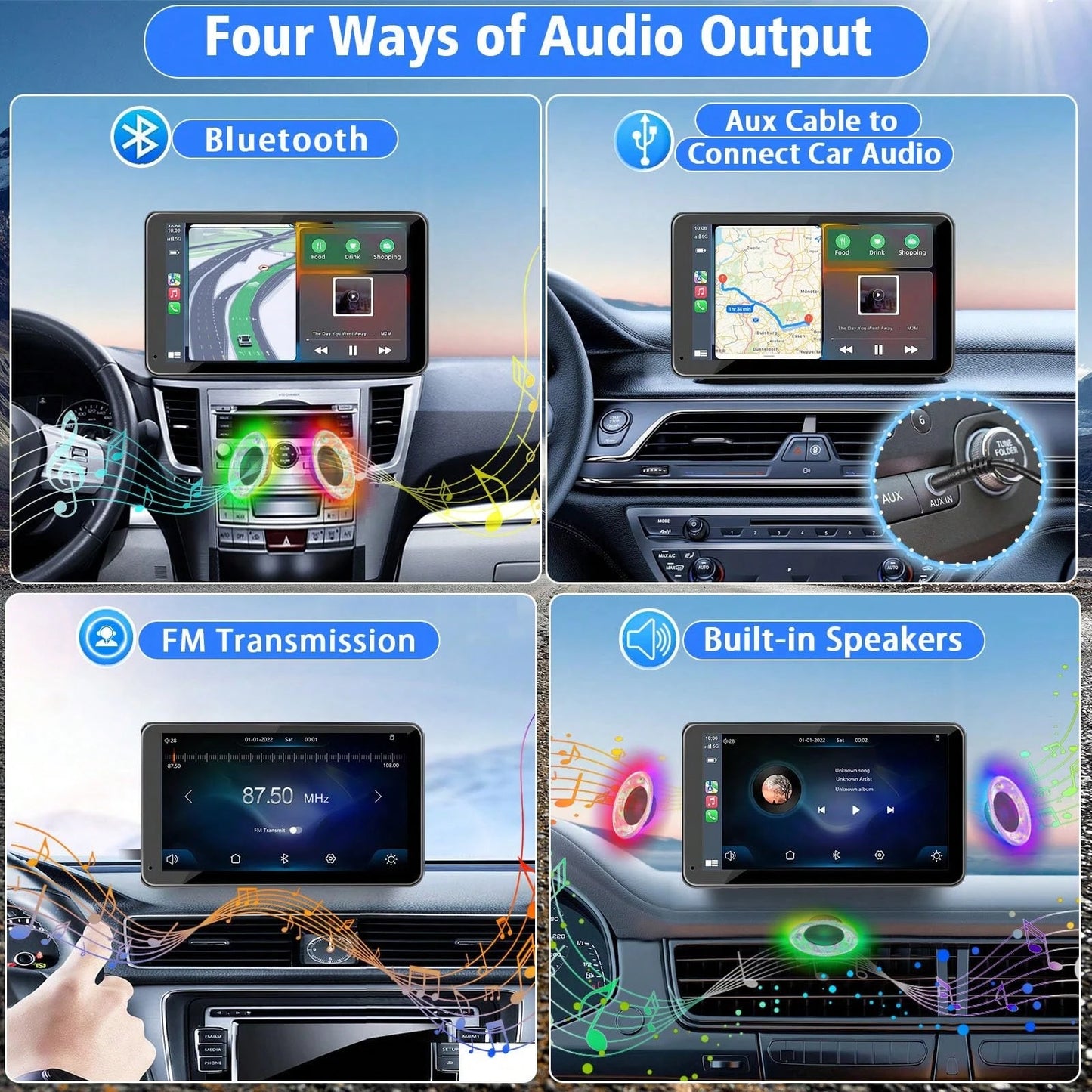 BDQ 7'' Rear View Mirror Camera Full Touch Screen Mirror Dash Cam, Dual Camera Front 1080P And Rear 720P Backup Camera, App Control With WiFi, Voice Control, WDR Night Vision, 24 Hours Parking Mode, G