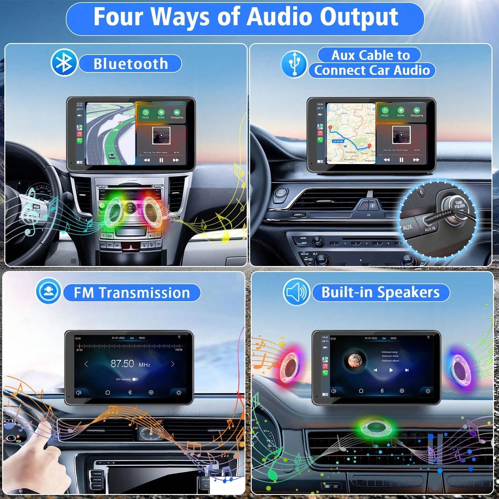 BDQ 7'' Rear View Mirror Camera Full Touch Screen Mirror Dash Cam, Dual Camera Front 1080P And Rear 720P Backup Camera, App Control With WiFi, Voice Control, WDR Night Vision, 24 Hours Parking Mode, G