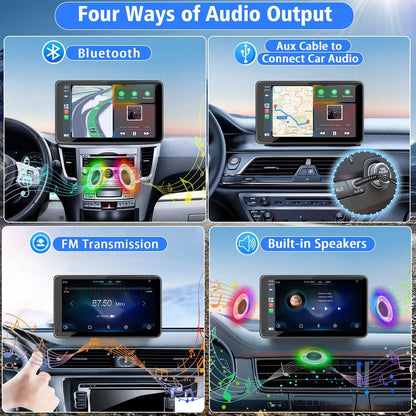 BDQ 7'' Rear View Mirror Camera Full Touch Screen Mirror Dash Cam, Dual Camera Front 1080P And Rear 720P Backup Camera, App Control With WiFi, Voice Control, WDR Night Vision, 24 Hours Parking Mode, G