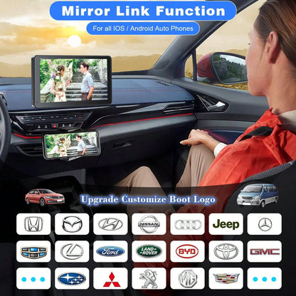 BDQ 7'' Rear View Mirror Camera Full Touch Screen Mirror Dash Cam, Dual Camera Front 1080P And Rear 720P Backup Camera, App Control With WiFi, Voice Control, WDR Night Vision, 24 Hours Parking Mode, G