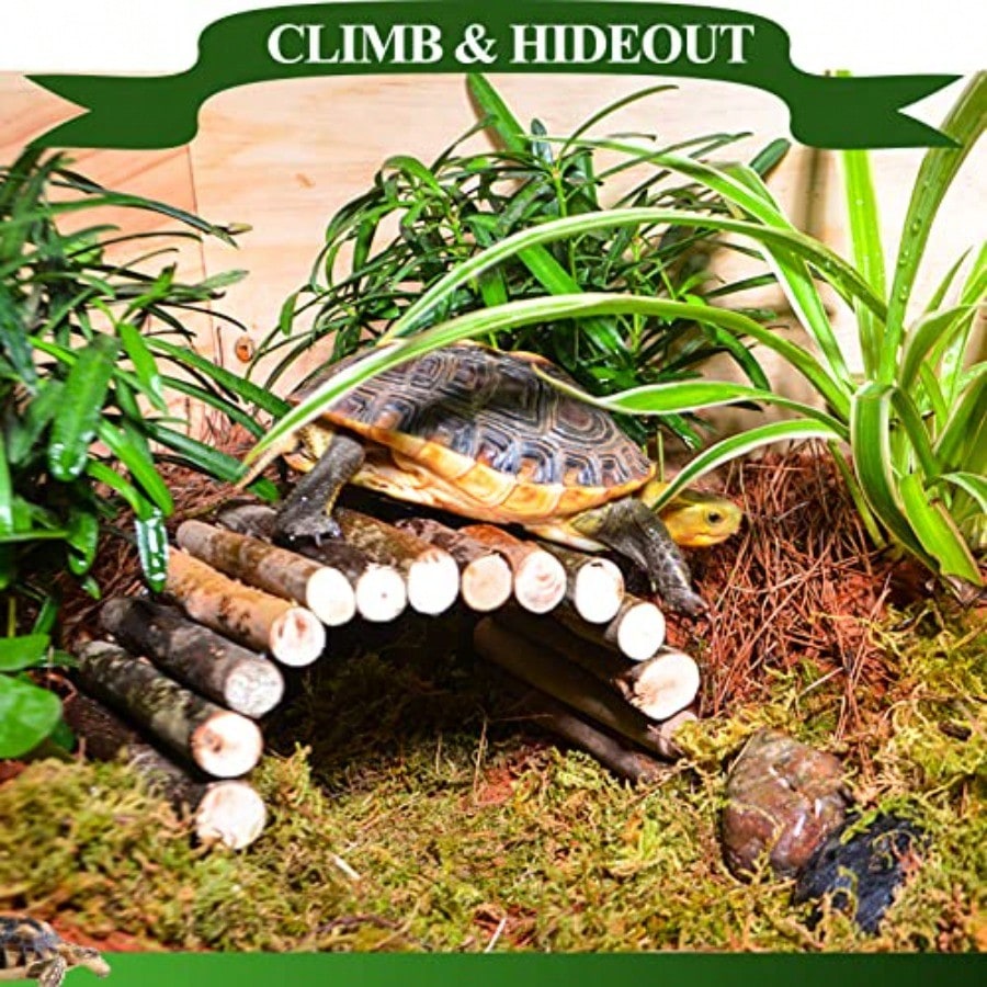 Bearded Dragon Tank Accessories Large Reptile Bridge Hammock Flexible Jungle Climbing Vines And Leaves With Suction Cups Habitat Decor For Hiding Climbing Snake Gecko Lizard Chameleon