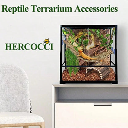 Bearded Dragon Tank Accessories Large Reptile Bridge Hammock Flexible Jungle Climbing Vines And Leaves With Suction Cups Habitat Decor For Hiding Climbing Snake Gecko Lizard Chameleon