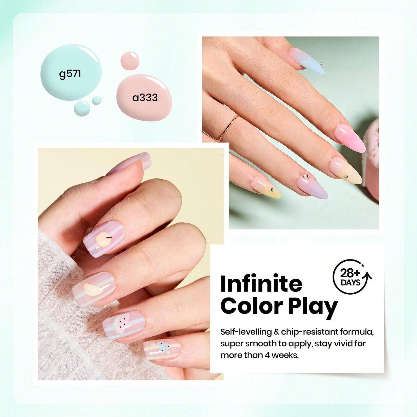 Beetles 6 Colors Pastel Gel Polish Set, Afternoon Desserts Collection Purple Yellow Blue Pink Shades, UV LED Soak Off Gel Nail Polish, DIY Salon Home Manicure Gifts For Women