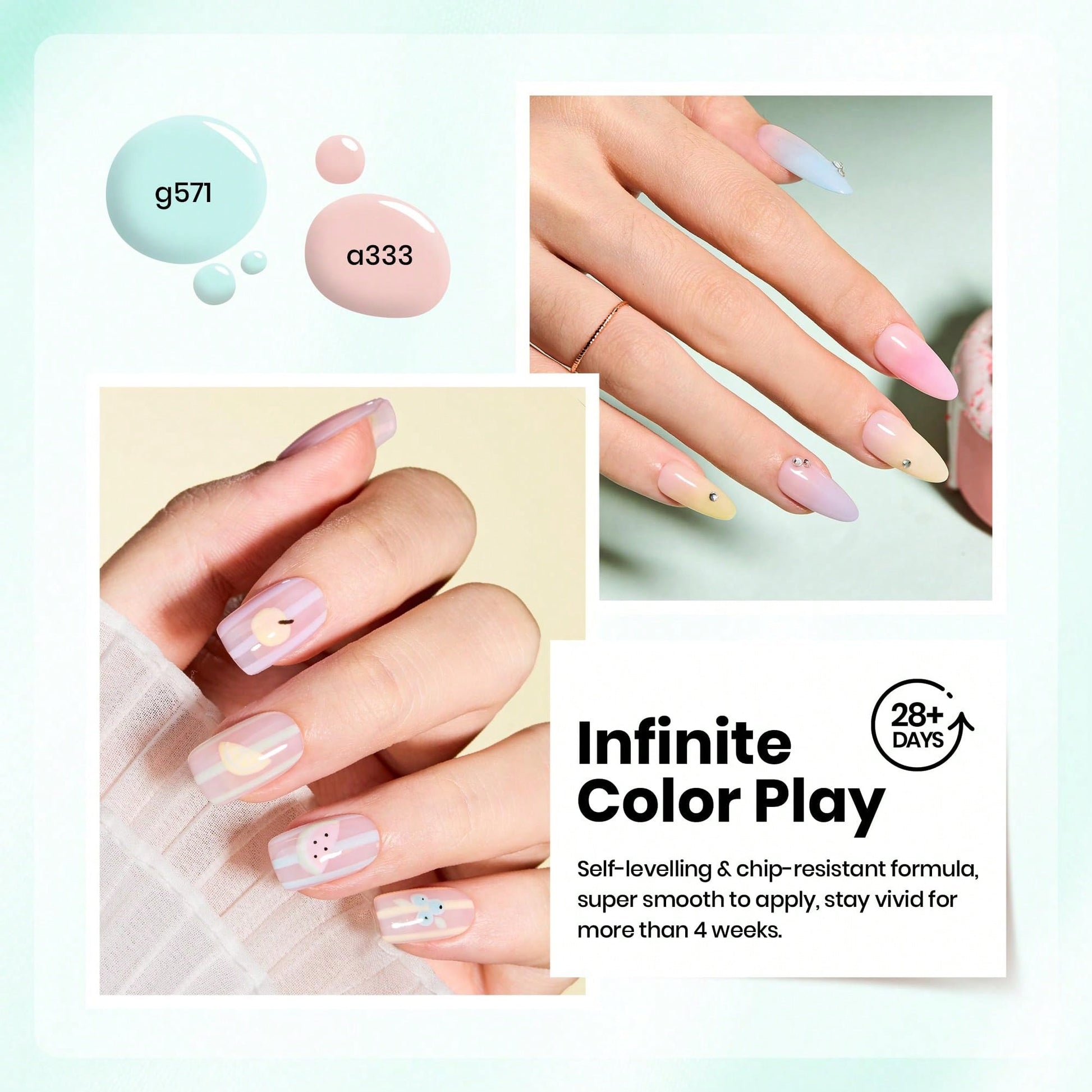 Beetles 6 Colors Pastel Gel Polish Set, Afternoon Desserts Collection Purple Yellow Blue Pink Shades, UV LED Soak Off Gel Nail Polish, DIY Salon Home Manicure Gifts For Women