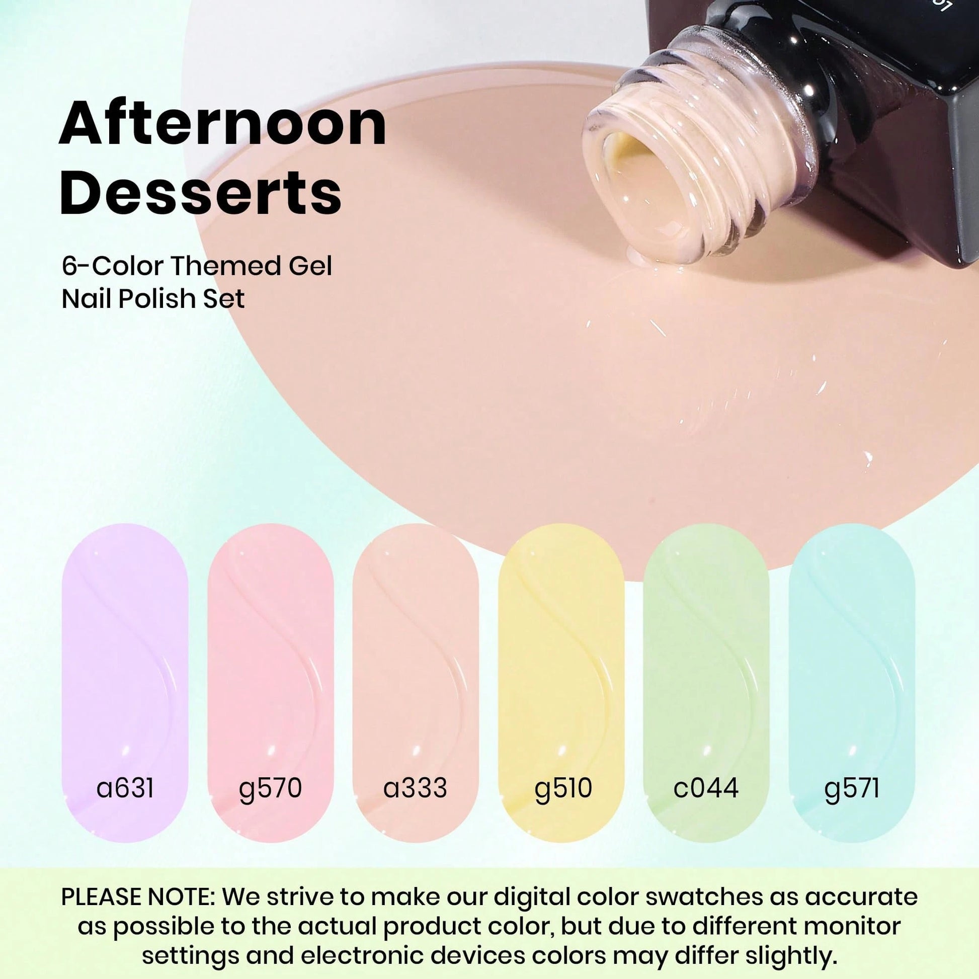 Beetles 6 Colors Pastel Gel Polish Set, Afternoon Desserts Collection Purple Yellow Blue Pink Shades, UV LED Soak Off Gel Nail Polish, DIY Salon Home Manicure Gifts For Women