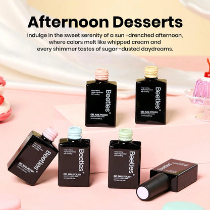 Beetles 6 Colors Pastel Gel Polish Set, Afternoon Desserts Collection Purple Yellow Blue Pink Shades, UV LED Soak Off Gel Nail Polish, DIY Salon Home Manicure Gifts For Women