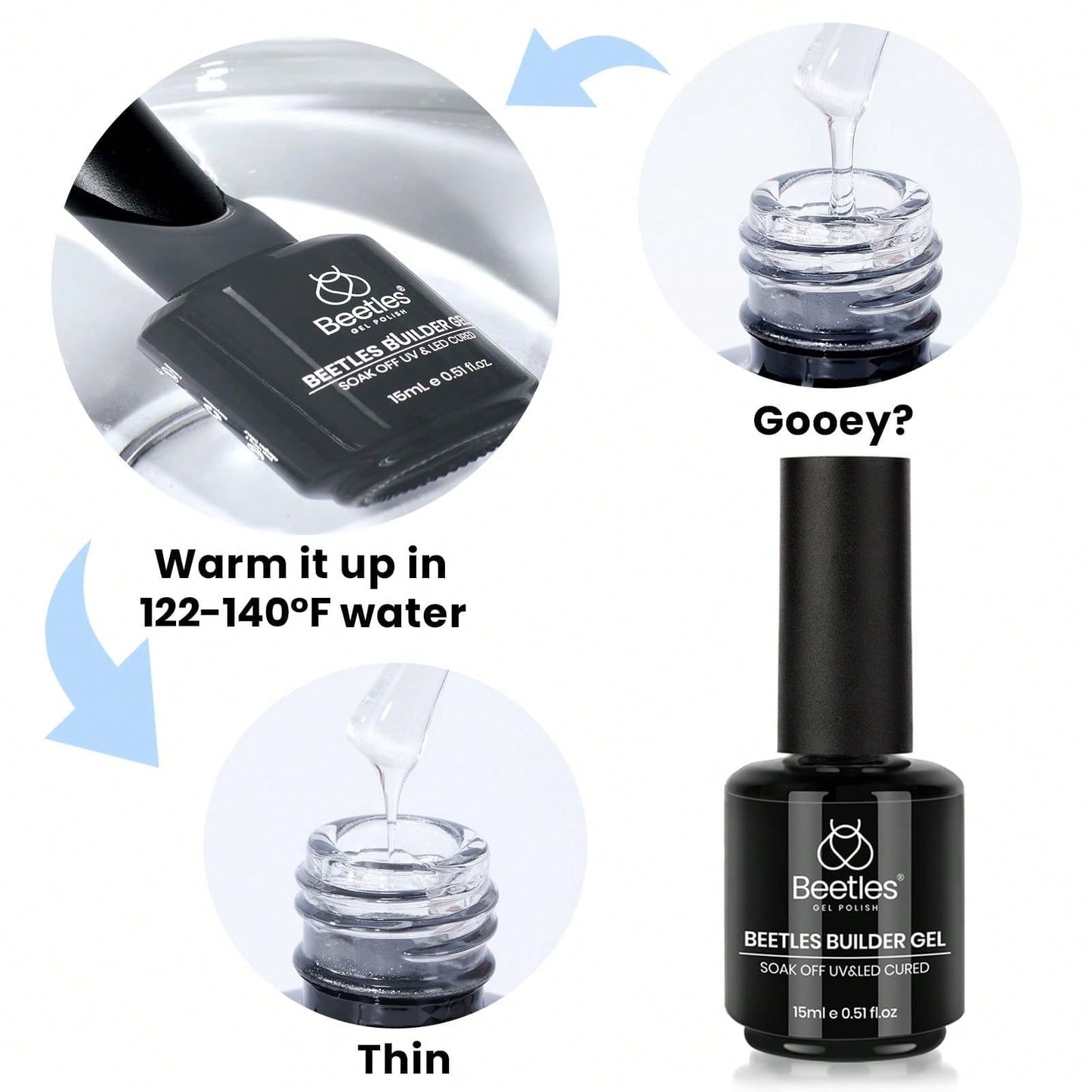 Beetles Builder Gel For Nails-Cover Nude Translucent 8 In 1 Nail Thickening Strengthening Building Apex