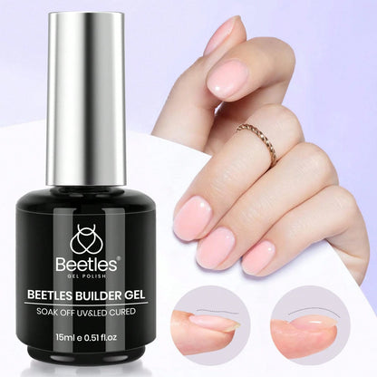 Beetles Builder Gel For Nails-Cover Nude Translucent 8 In 1 Nail Thickening Strengthening Building Apex