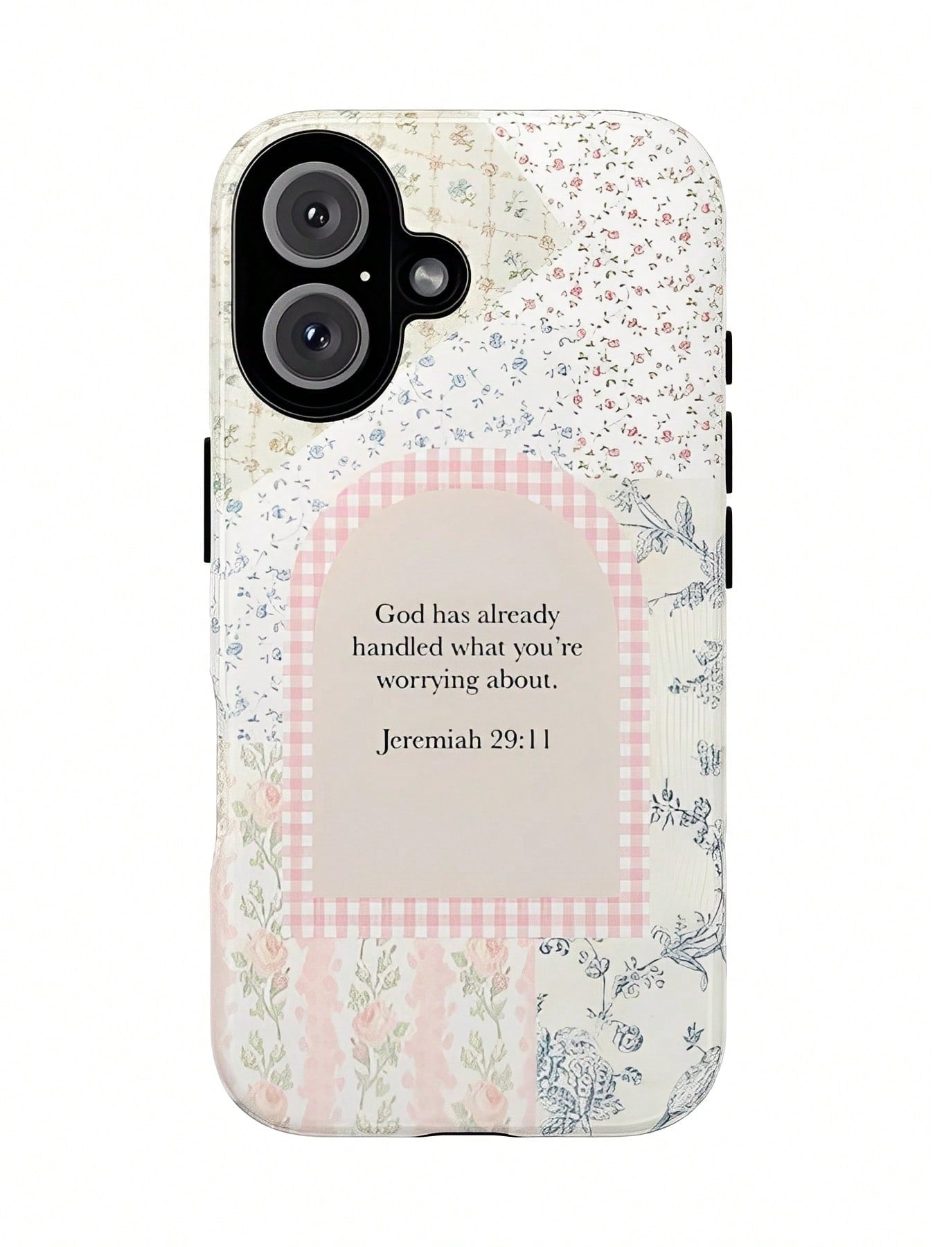 Bible Slogan Small Floral Pattern 2-In-1 Mobile Phone Protective Case, Suitable For Compatible With Phone17,17air,16, 15, 14, 13, 12, 11, PRO MAX, X,XS,PLUS, As Well As Galaxy S21/22/23/24/25 Ultra/FE