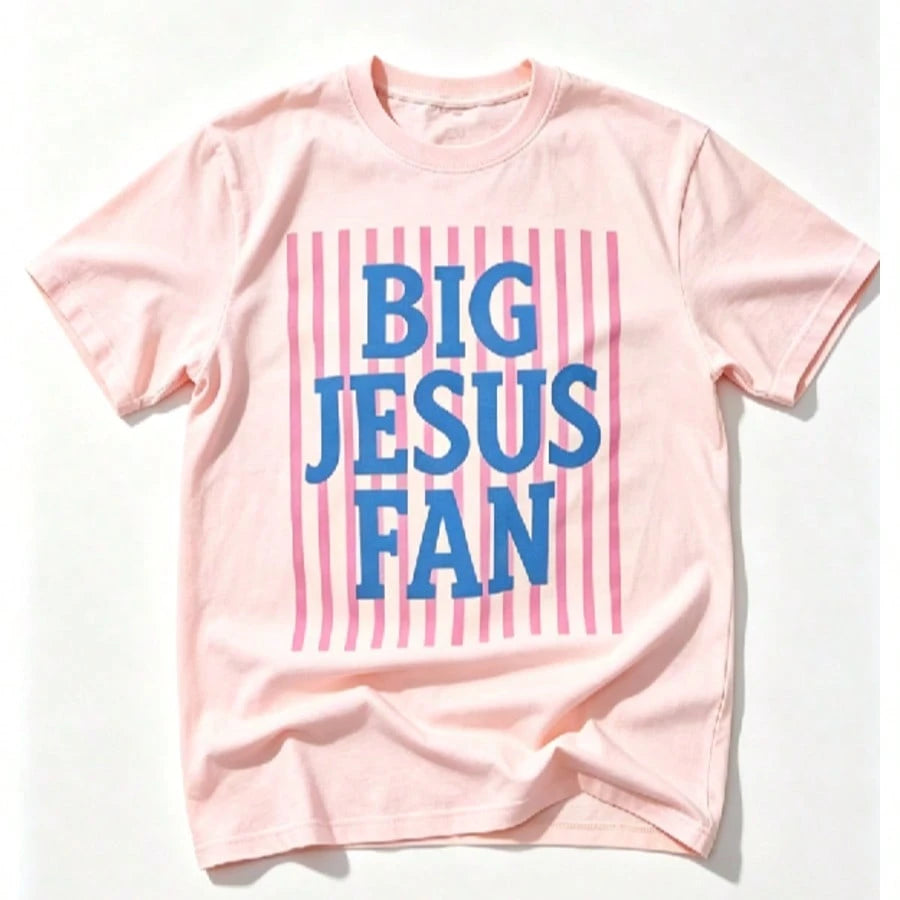 Big Jesus Fan Graphic Top-Loose-Fit Easy Relaxed Style