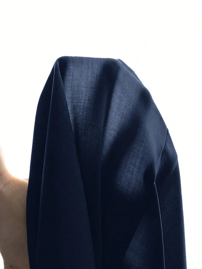 Big Tween Girl Elegant Casual Blue & White Striped Linen Blazer, Featuring Shawl Collar, Pleated Design And 3/4 Sleeves, Suitable For Spring/Autumn Daily Wear