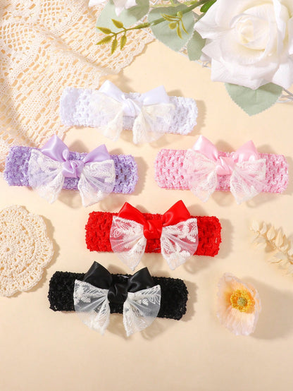 bilicaca 1/3pcs Baby Summer Hollow Out Headband Hair Accessories Lace Bow Decor Soft Comfortable Skin-Friendly Elastic Headband