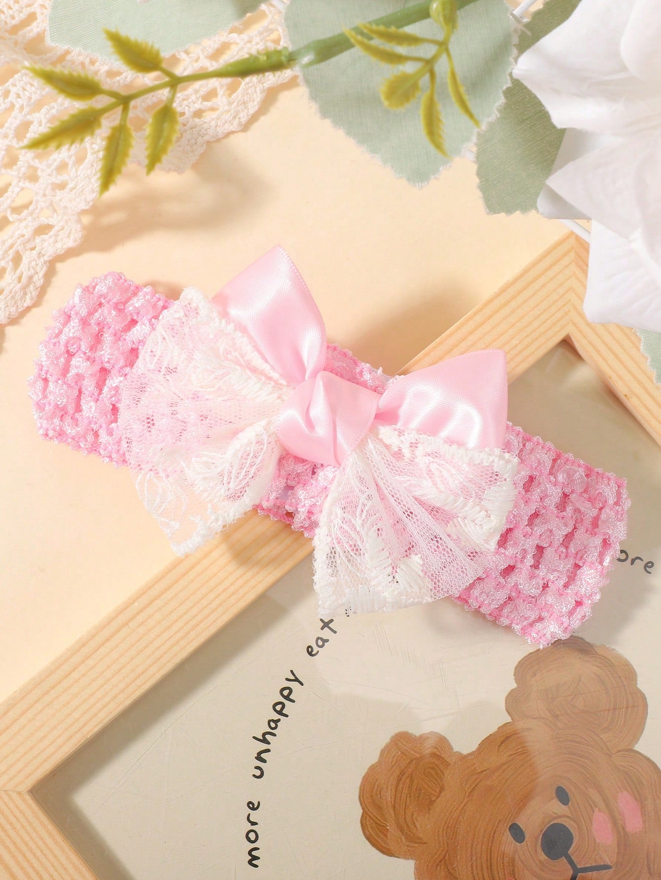 bilicaca 1/3pcs Baby Summer Hollow Out Headband Hair Accessories Lace Bow Decor Soft Comfortable Skin-Friendly Elastic Headband