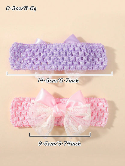 bilicaca 1/3pcs Baby Summer Hollow Out Headband Hair Accessories Lace Bow Decor Soft Comfortable Skin-Friendly Elastic Headband
