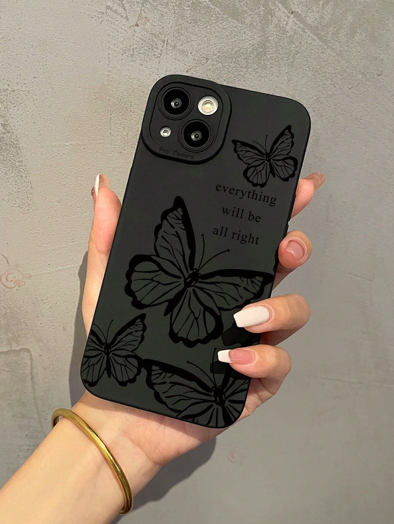Black Butterfly Pattern Matte Black Fashion Shockproof TPU Phone Case 1pc Compatible With Apple 17, 16, 15, 14, 13, 12, 11 Pro Max, Series Spring Gift Party,International Version, Not The Domestic Ver
