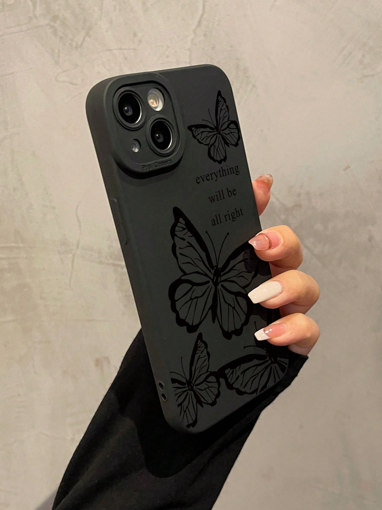 Black Butterfly Pattern Matte Black Fashion Shockproof TPU Phone Case 1pc Compatible With Apple 17, 16, 15, 14, 13, 12, 11 Pro Max, Series Spring Gift Party,International Version, Not The Domestic Ver