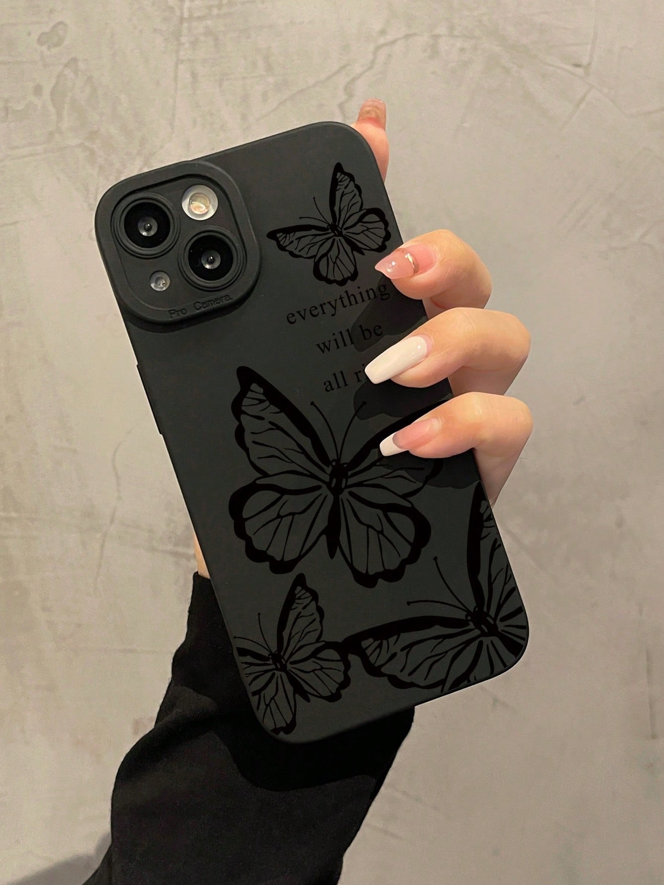 Black Butterfly Pattern Matte Black Fashion Shockproof TPU Phone Case 1pc Compatible With Apple 17, 16, 15, 14, 13, 12, 11 Pro Max, Series Spring Gift Party,International Version, Not The Domestic Ver