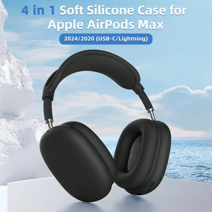 Black Pure Solid Color 3pcs Apple Max Headphone Protective Case Spring Gift