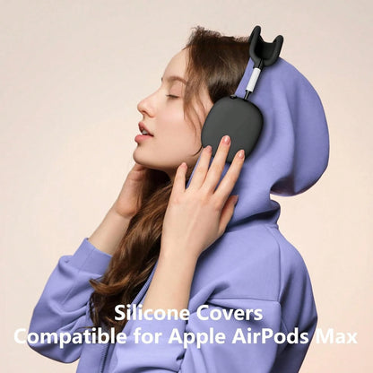 Black Pure Solid Color 3pcs Apple Max Headphone Protective Case Spring Gift