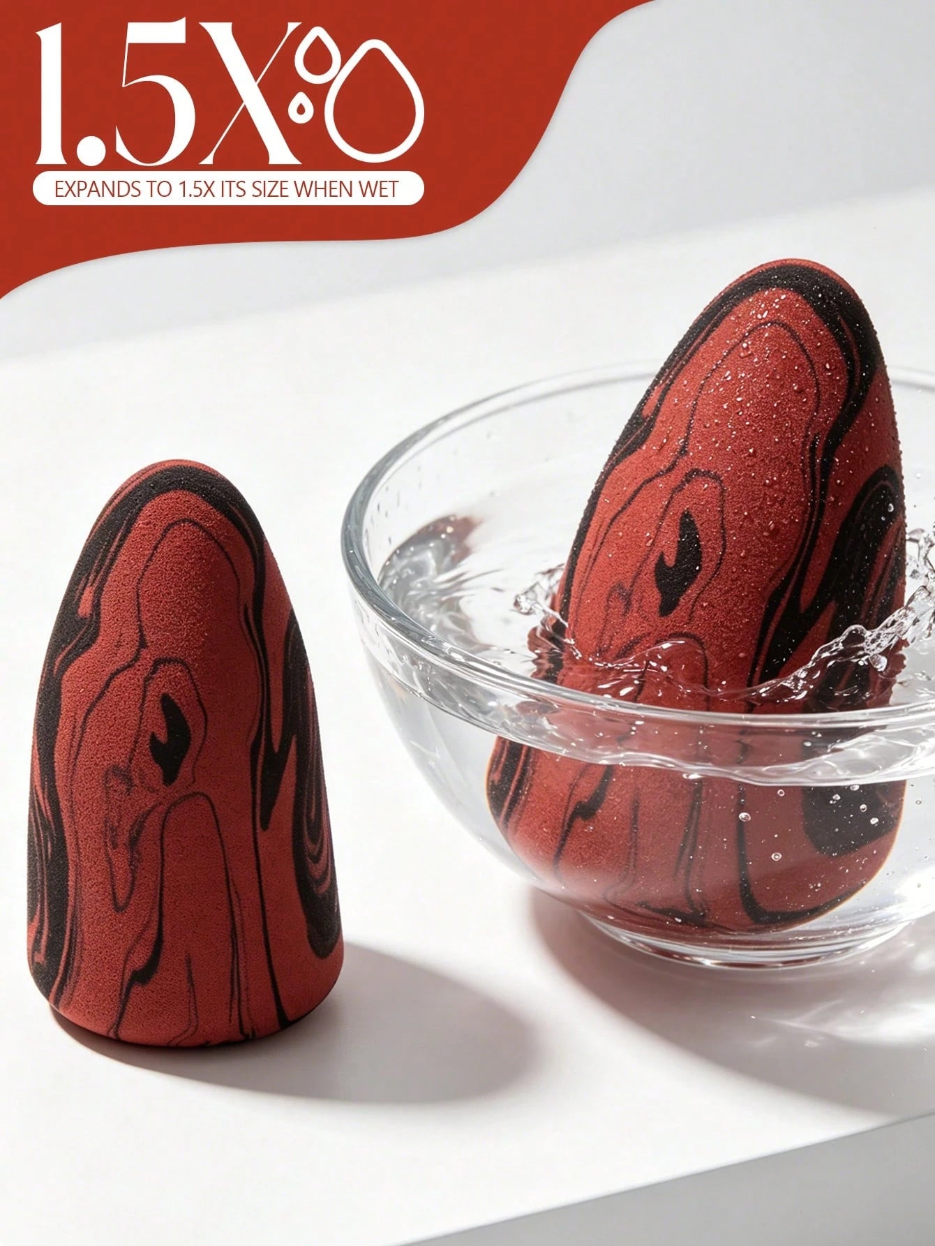 Black Red Rocket Head Beauty Sponge 2/4/6/8/12/20Pcs Non Latex Hydrophilic PU Makeup Sponge Blender, Soft Beauty Sponges For Foundation BB Cream Concealer Liquid Makeup