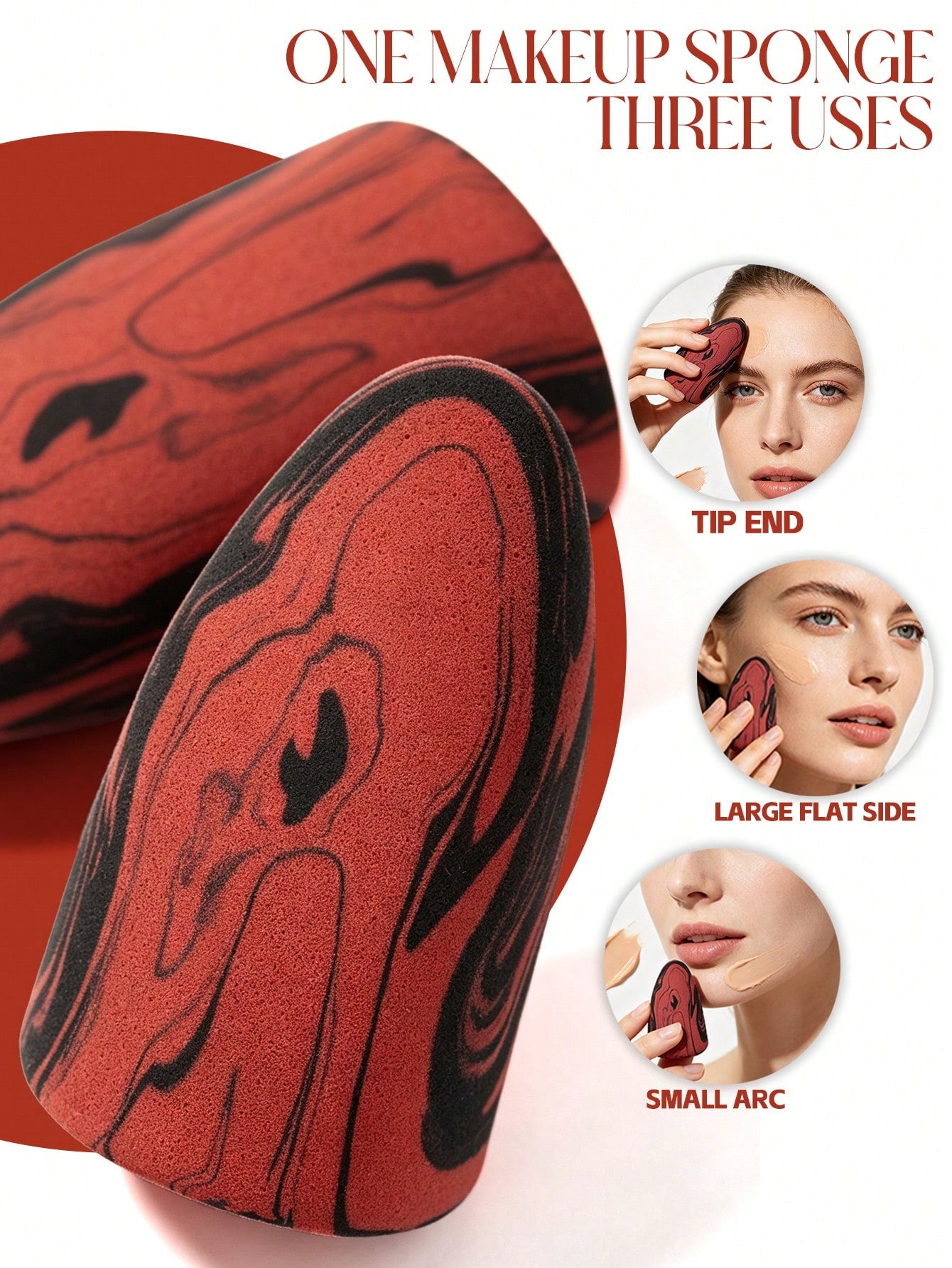 Black Red Rocket Head Beauty Sponge 2/4/6/8/12/20Pcs Non Latex Hydrophilic PU Makeup Sponge Blender, Soft Beauty Sponges For Foundation BB Cream Concealer Liquid Makeup