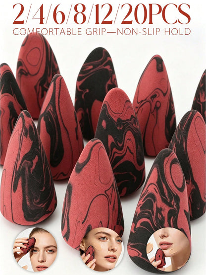 Black Red Rocket Head Beauty Sponge 2/4/6/8/12/20Pcs Non Latex Hydrophilic PU Makeup Sponge Blender, Soft Beauty Sponges For Foundation BB Cream Concealer Liquid Makeup
