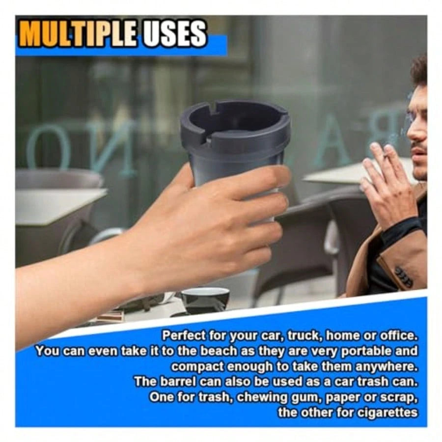 Black Smokeless Ashtray, Jumbo Butt Bucket Ashtray, Portable Plastic Ashtray, Self-Extinguishing Cup Car Ash Holder Automotive Ashtray Bucket For Car Truck Home Office