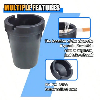 Black Smokeless Ashtray, Jumbo Butt Bucket Ashtray, Portable Plastic Ashtray, Self-Extinguishing Cup Car Ash Holder Automotive Ashtray Bucket For Car Truck Home Office