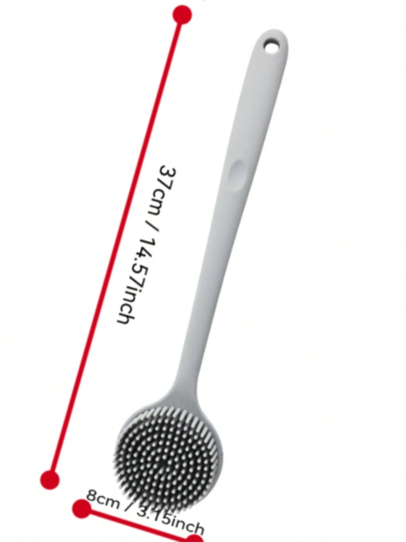 Blue/Grey/Pink/Black Silicone Long Handle Bath Brush- Shower Brush- Back Scrubber- Comfortable Bathing Brush