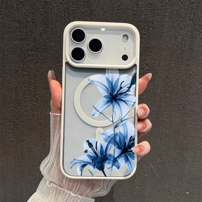Blue Lily Whisper Magnetic MagSafe Case For IPhone 17,17 Air,17 Pro,17 Pro Max,16 15 14 13 12 11 Pro/Max/Mini XR X XS Max Shockproof Slim Protective Cover