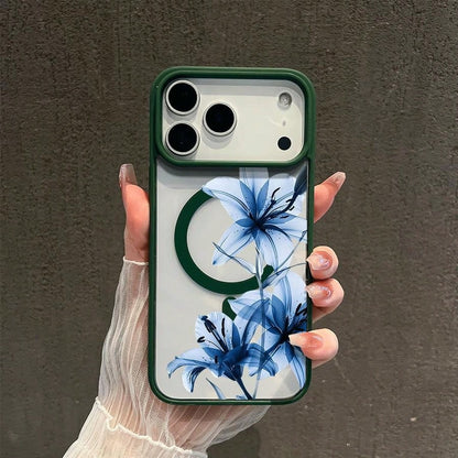 Blue Lily Whisper Magnetic MagSafe Case For IPhone 17,17 Air,17 Pro,17 Pro Max,16 15 14 13 12 11 Pro/Max/Mini XR X XS Max Shockproof Slim Protective Cover