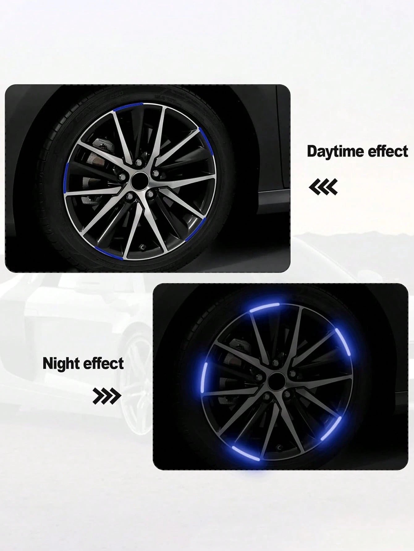 Blue Reflective Strip Stickers, Car Wheel Rim Reflective Stickers, Tire Warning Stickers, Green Creative, Motorcycle, Electric Vehicle, Sticker Decoration, Mountain Bike Reflective Wheel Strip Sticker