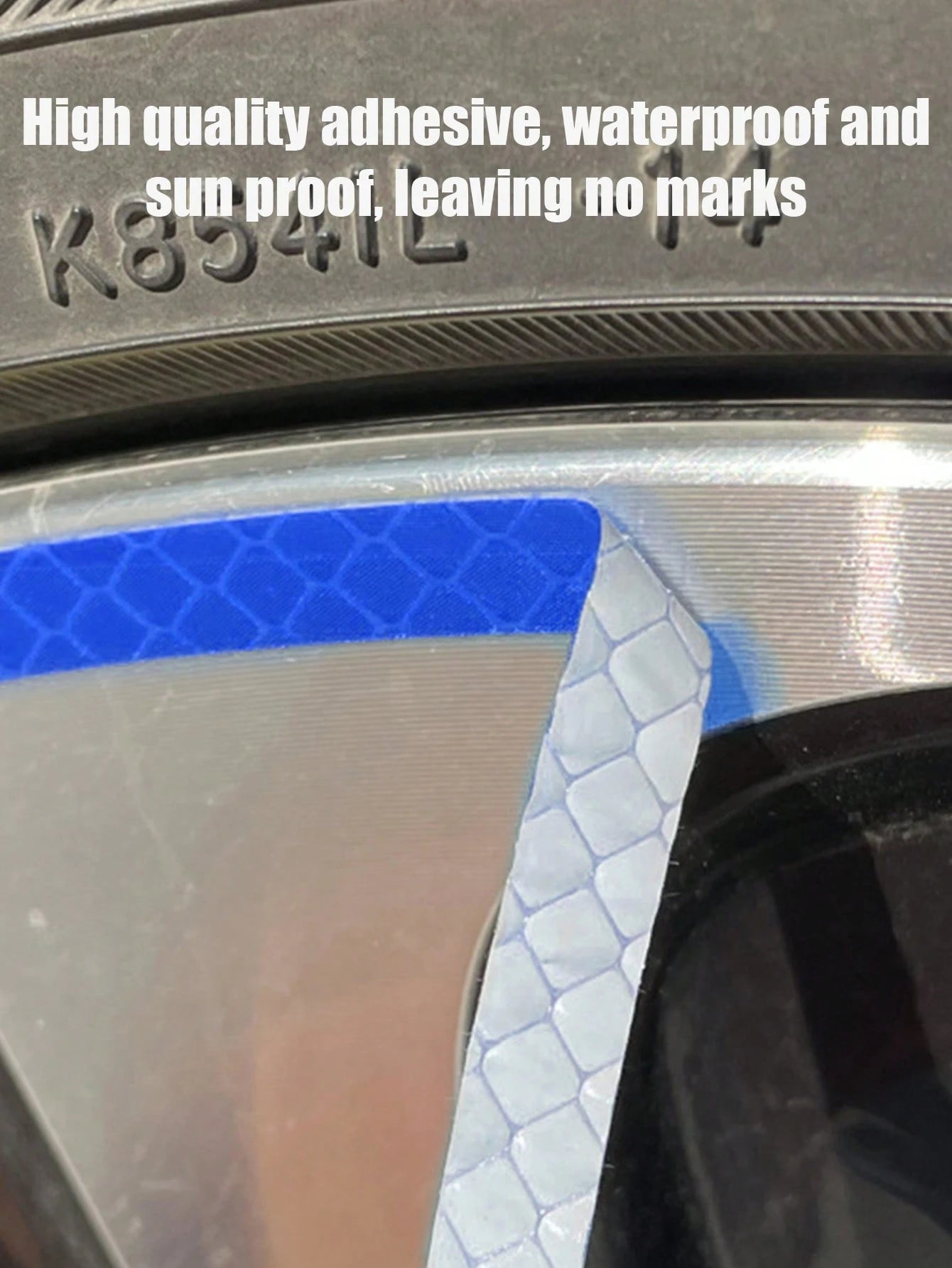 Blue Reflective Strip Stickers, Car Wheel Rim Reflective Stickers, Tire Warning Stickers, Green Creative, Motorcycle, Electric Vehicle, Sticker Decoration, Mountain Bike Reflective Wheel Strip Sticker