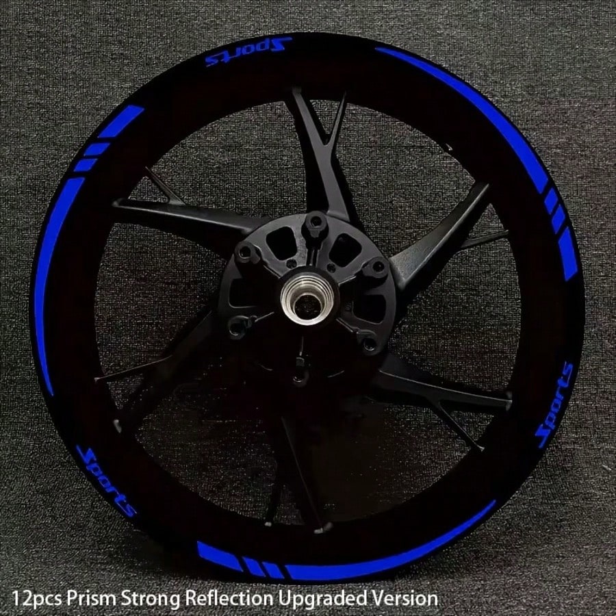 Blue Reflective Strip Stickers, Car Wheel Rim Reflective Stickers, Tire Warning Stickers, Green Creative, Motorcycle, Electric Vehicle, Sticker Decoration, Mountain Bike Reflective Wheel Strip Sticker