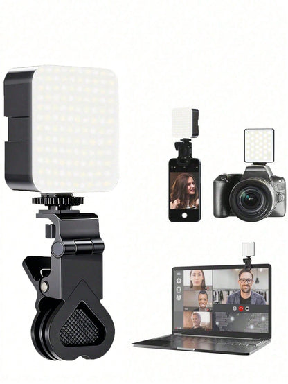 Borriig 1pc Portable Mini Clip-On Fill Light, Selfie Ring LED Light, Adjustable Brightness LED Video Light, Suitable For Camera And Camcorder Vlogging, Can Be Used For Photo Selfie, Video Recording, Z