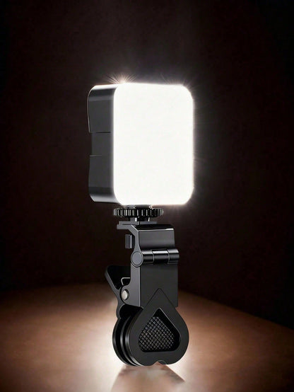 Borriig 1pc Portable Mini Clip-On Fill Light, Selfie Ring LED Light, Adjustable Brightness LED Video Light, Suitable For Camera And Camcorder Vlogging, Can Be Used For Photo Selfie, Video Recording, Z