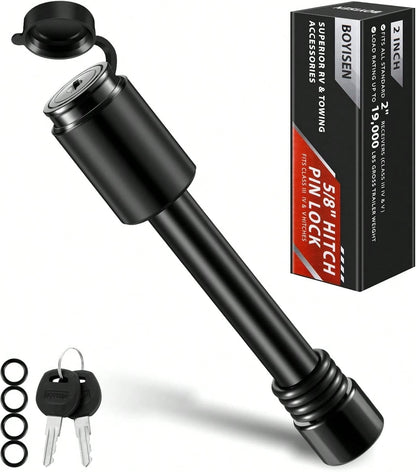 BOYISEN Trailer Hitch Pin Lock, 5/8" For Class III/IV/V 2" &Amp; 2.5" Receiver| 1 Pack, Weatherproof Cap, Anti-Theft, Fits RVs Trucks