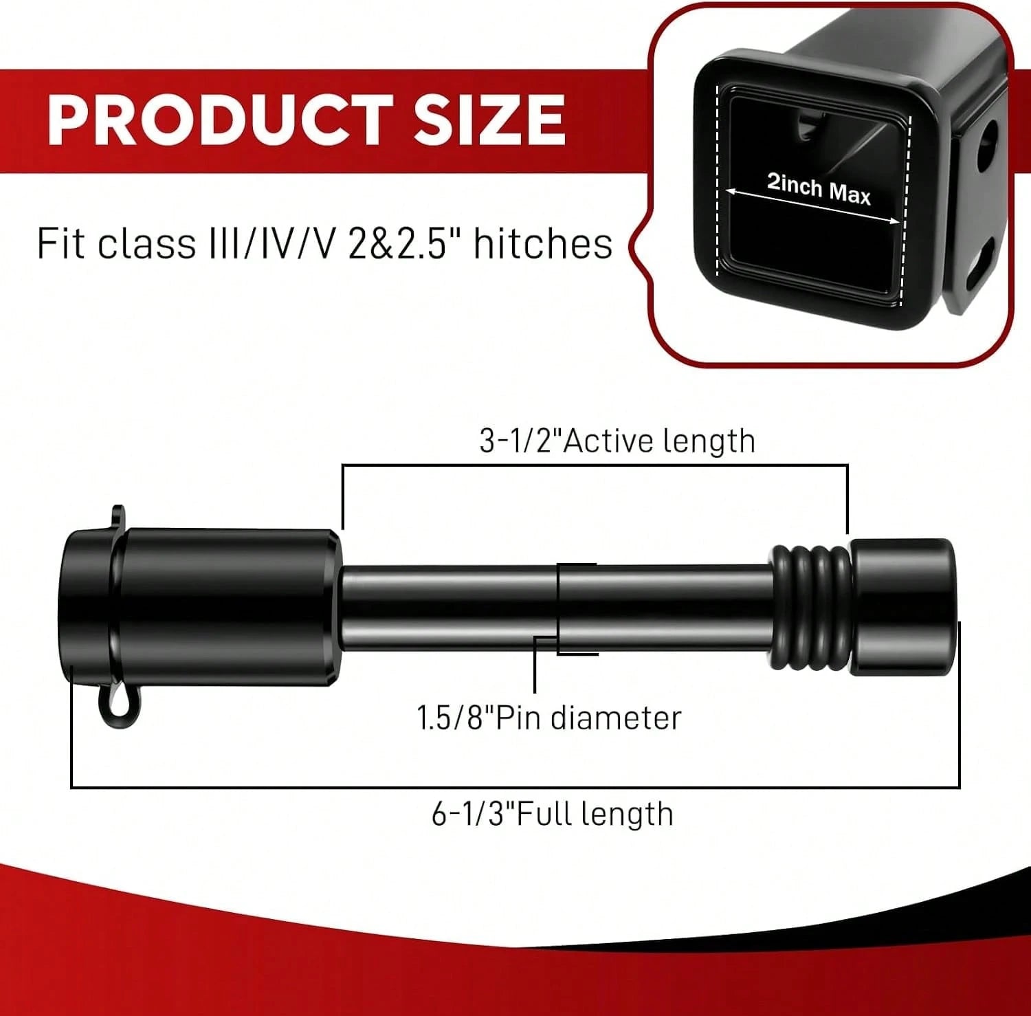 BOYISEN Trailer Hitch Pin Lock, 5/8" For Class III/IV/V 2" &Amp; 2.5" Receiver| 1 Pack, Weatherproof Cap, Anti-Theft, Fits RVs Trucks