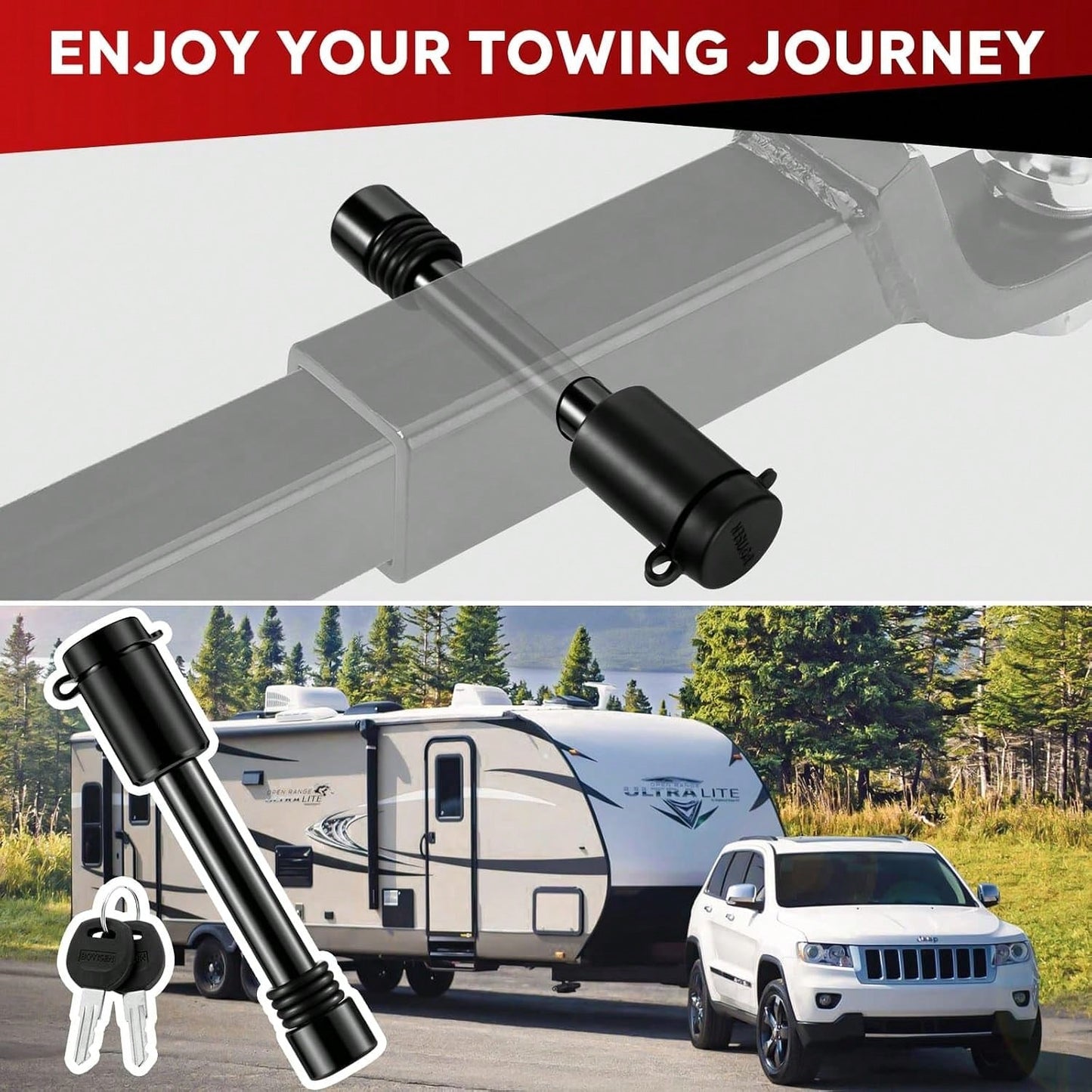 BOYISEN Trailer Hitch Pin Lock, 5/8" For Class III/IV/V 2" &Amp; 2.5" Receiver| 1 Pack, Weatherproof Cap, Anti-Theft, Fits RVs Trucks