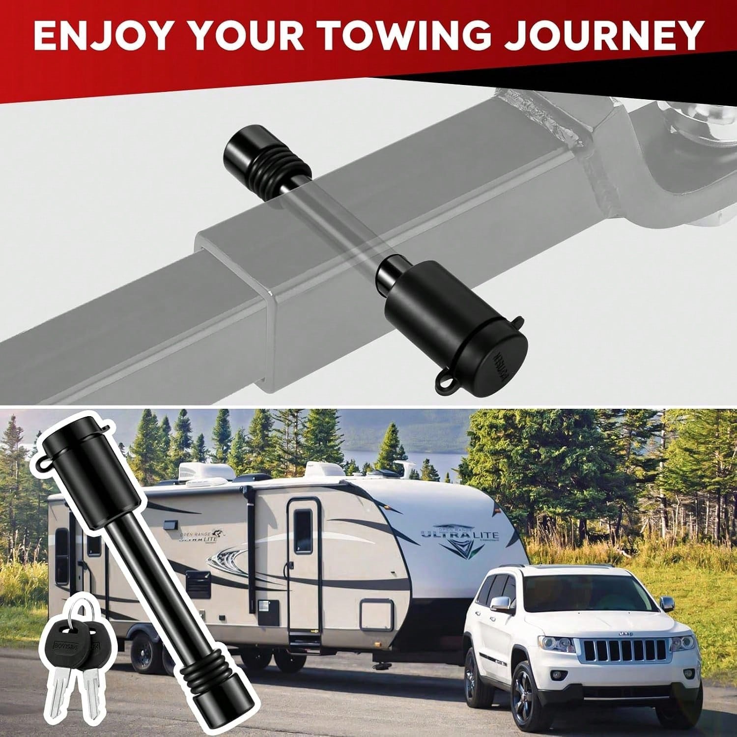 BOYISEN Trailer Hitch Pin Lock, 5/8" For Class III/IV/V 2" &Amp; 2.5" Receiver| 1 Pack, Weatherproof Cap, Anti-Theft, Fits RVs Trucks
