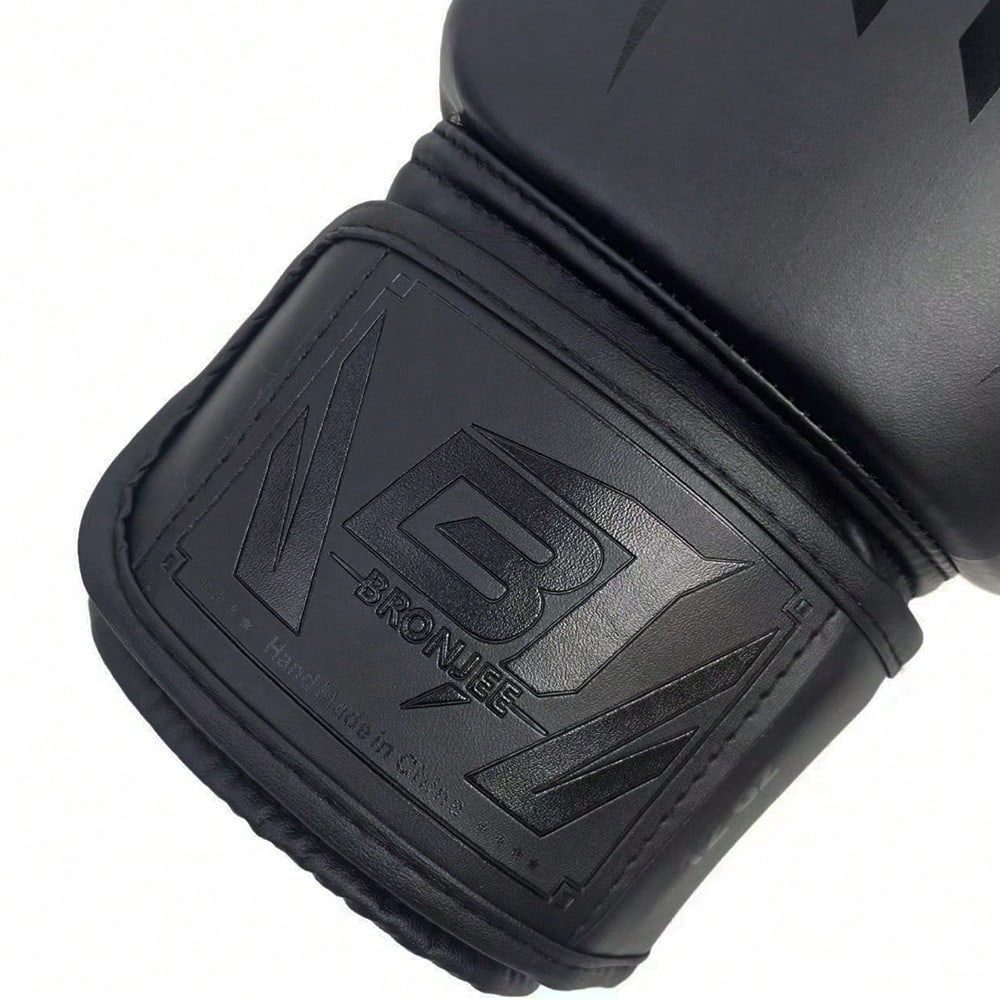 BRONJEE Brand PU Leather Gloves, Suitable For Adults Aged 12-88, Matte Black, Professional Boxing Gloves, Available In 8oz, 10oz, 12oz, 14oz, 16oz, Suitable For Muay Thai Training, Punching Bag Traini