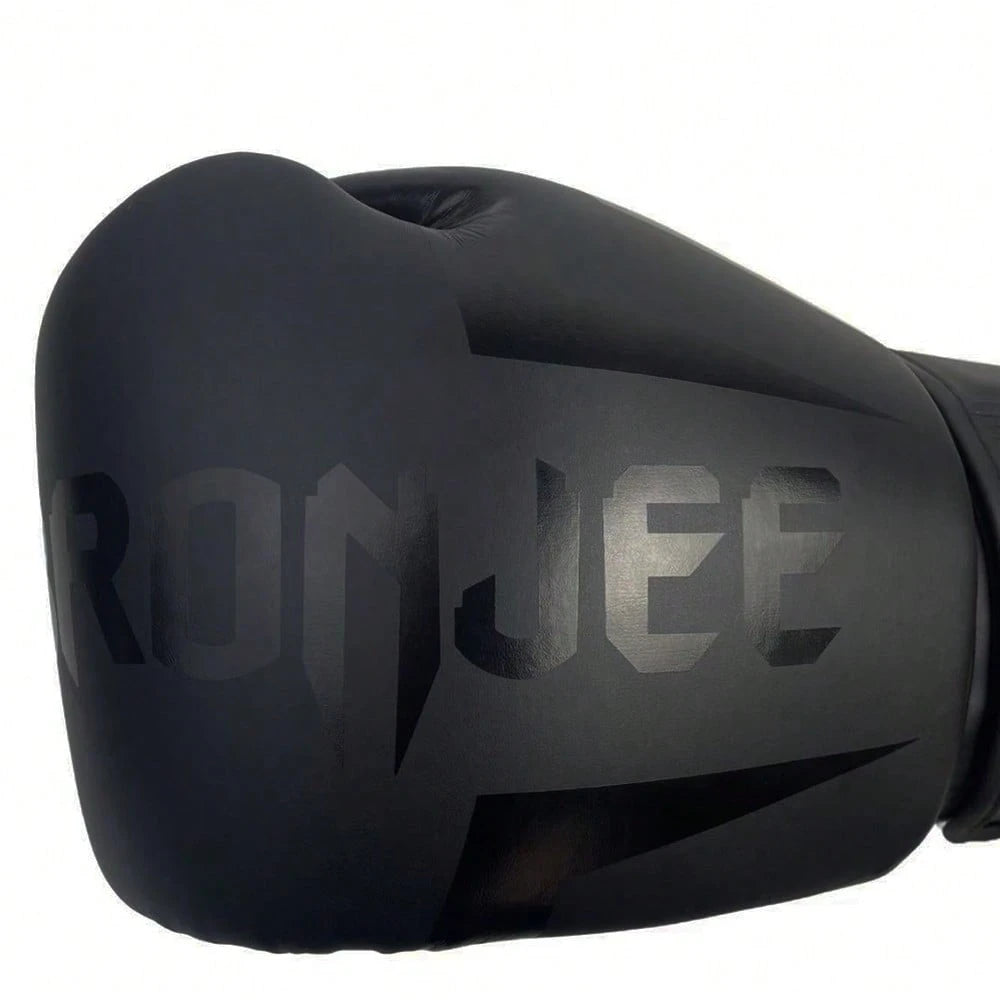BRONJEE Brand PU Leather Gloves, Suitable For Adults Aged 12-88, Matte Black, Professional Boxing Gloves, Available In 8oz, 10oz, 12oz, 14oz, 16oz, Suitable For Muay Thai Training, Punching Bag Traini