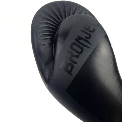 BRONJEE Brand PU Leather Gloves, Suitable For Adults Aged 12-88, Matte Black, Professional Boxing Gloves, Available In 8oz, 10oz, 12oz, 14oz, 16oz, Suitable For Muay Thai Training, Punching Bag Traini